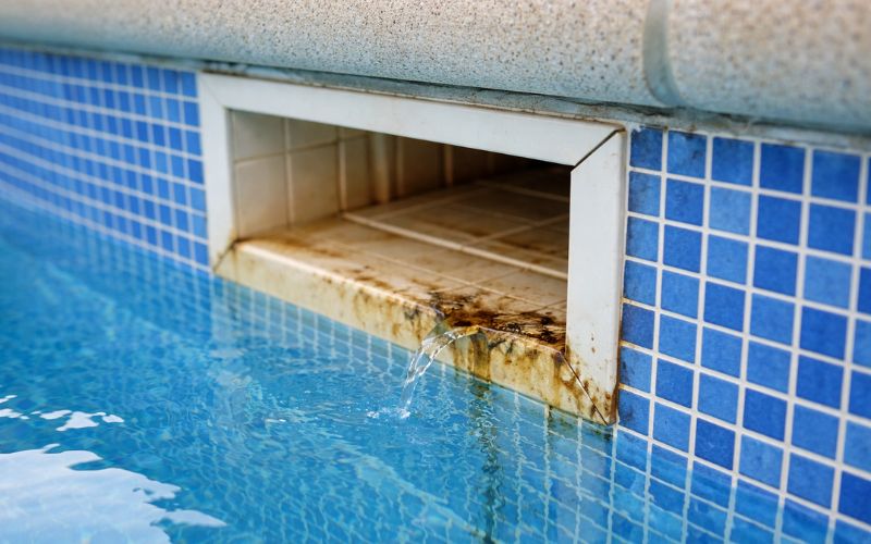 fuga en piscina zona skimmer