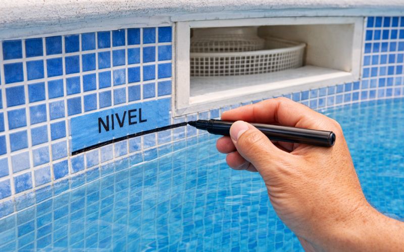 marcar nivel de agua piscina para detectar fuga