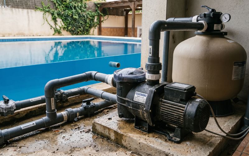 bomba piscina no mueve agua