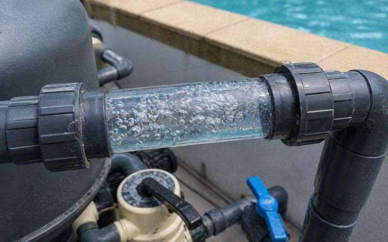 burbujas aire circuito piscina tuberías