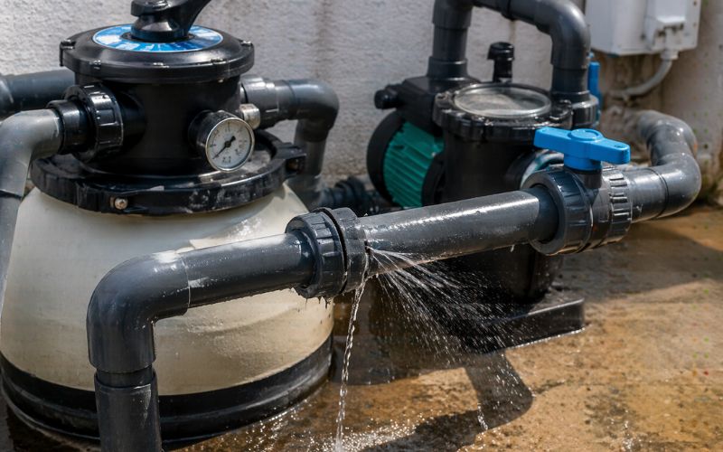 circuito piscina tuberías fuga presión