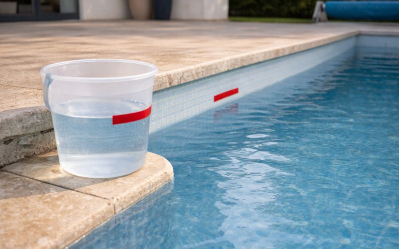 comparar nivel agua piscina y cubo para detectar fuga