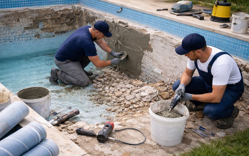 fuga piscina obra reparación estructural