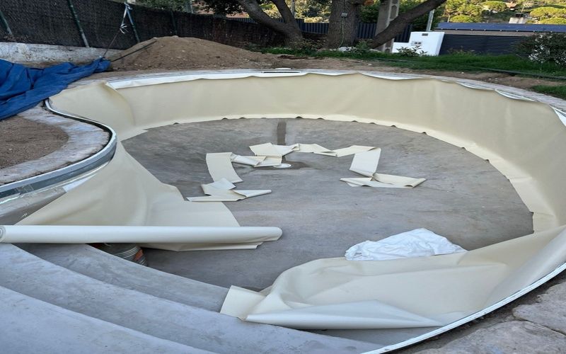 instalación lamina armada piscina proceso