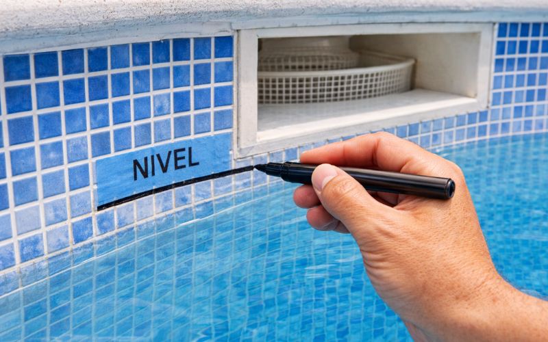 marca nivel agua piscina seguimiento fuga