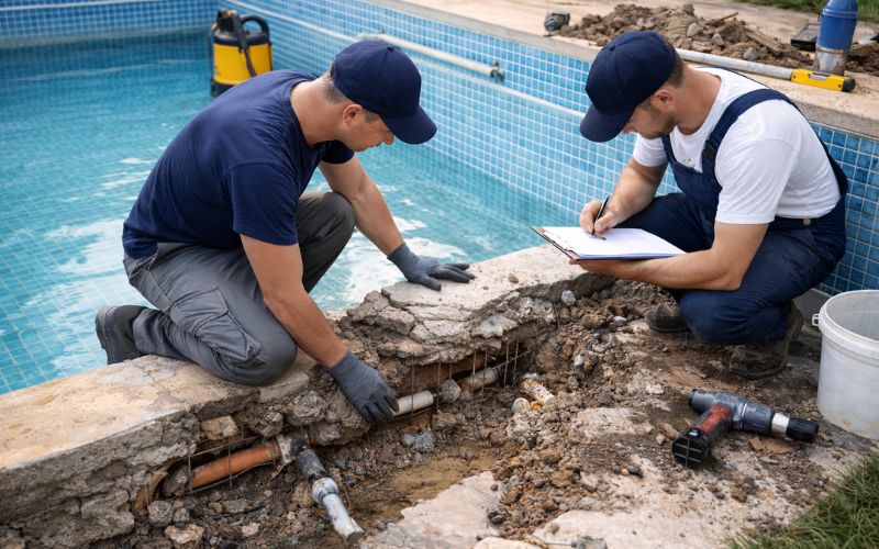 reparación fuga piscina intervención