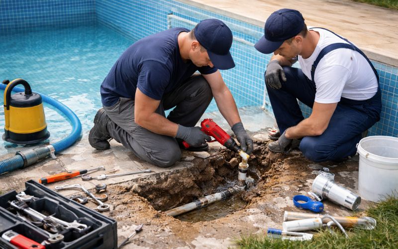 reparación fuga piscina intervención