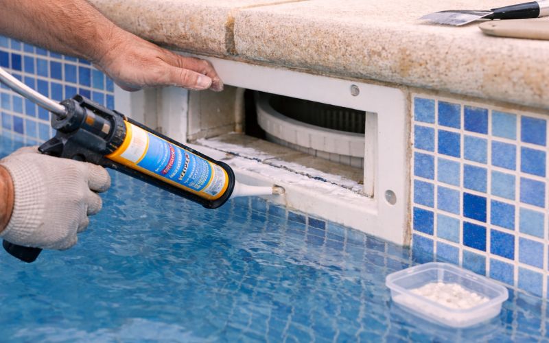 reparación skimmer piscina solución fuga