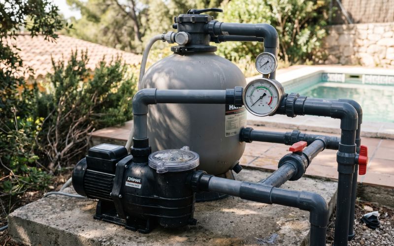 sistema piscina baja presión filtro