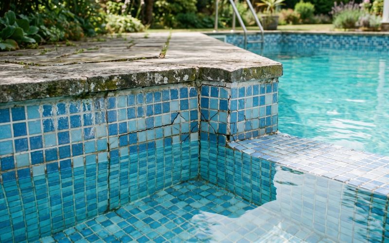 microfisura en esquina de piscina antigua