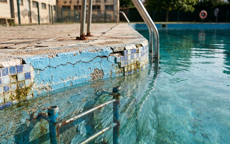 pequeña deformación en superficie de piscina antigua