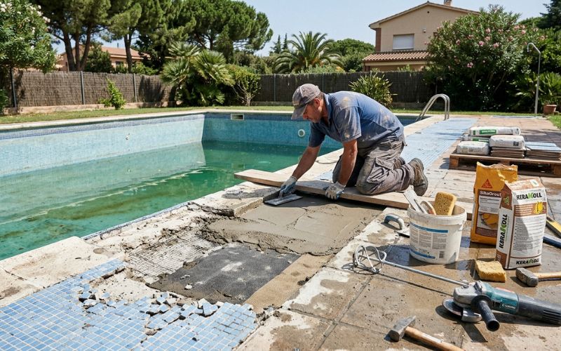 reparación piscina intervención media