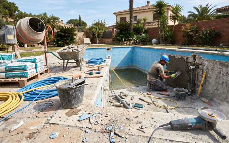 reparación piscina materiales intervención