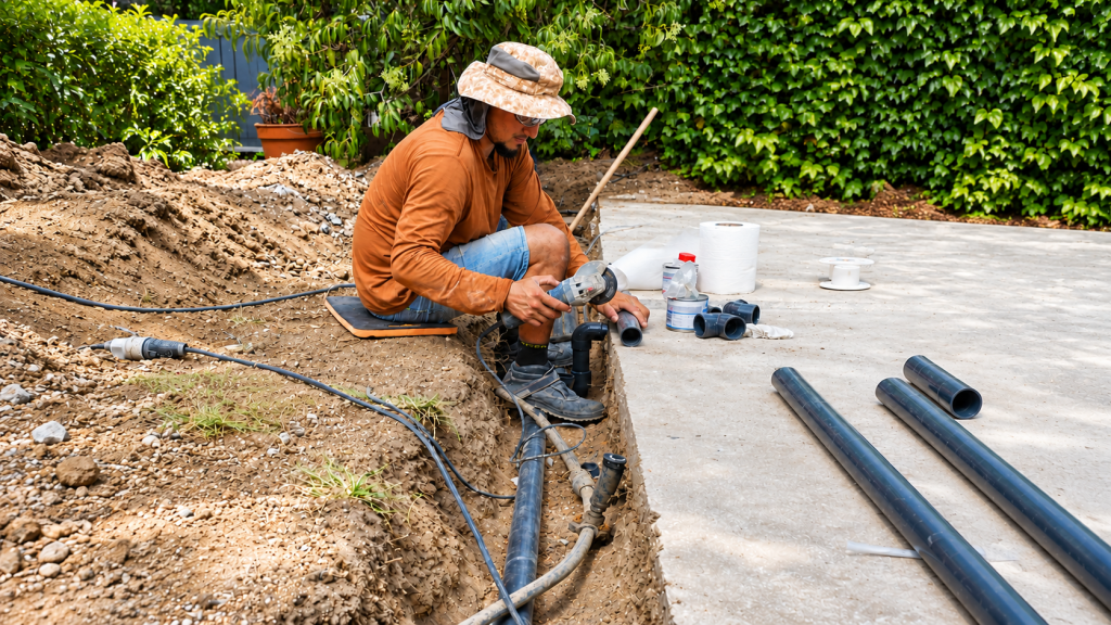 Trabajos de revisión y reparación de tuberías del circuito hidráulico de una piscina